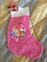 NWT 18&quot; Disney Princesses Hot Pink Felt Christmas Stocking with Loop Hanger - £6.22 GBP