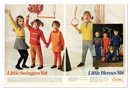 Carter&#39;s Kids&#39; Clothing Little Swingers &amp; Heroes Vintage 1968 2-Page Magazine Ad - £9.80 GBP