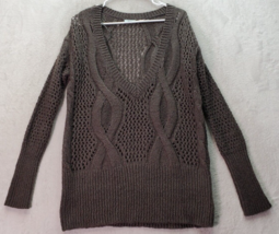 Kimchi Blue Sweater Women&#39;s XS Gray Crochet Mohair Long Sleeve V Neck Pullover - £21.90 GBP