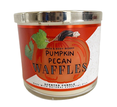 BATH &amp; BODY WORKS Pumpkin Pecan Waffles 3 Wick Scented Candle 14.5 oz NEW! - £12.91 GBP