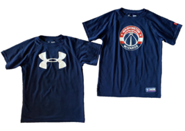 Lot of (2) Under Armour Loose Fit Boy&#39;s Short Sleeve Navy Blue T-Shirt - Size: S - £15.46 GBP