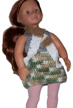 Handmade American Girl Brown &amp; White Scarf, Crochet, 18 Inch Doll - £3.90 GBP