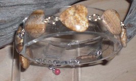 Genuine Picture Jasper Heart Beads Bracelet - £6.37 GBP