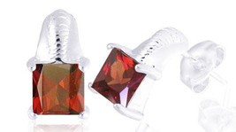 Sterling Silver 1.50ctw Princess Cut Garnet Stud Earrings - $40.99