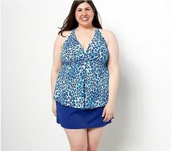 Kim Gravel x Swimsuits For All Twist Fly-Away Set (Blue Leopard, 8) A480673 - £16.37 GBP