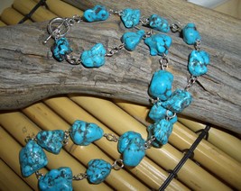 Genuine Natural Rustic Turquoise Beads Necklace - £18.95 GBP