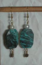 BEAUTIFUL TURQUOISE AND FW PEARLS Beads EARRINGS - $27.99