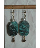 BEAUTIFUL TURQUOISE AND FW PEARLS Beads EARRINGS - $538.87 MXN