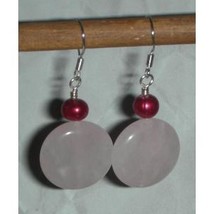  	 Sterling Silver Genuine Rose Quartz and Pearl Earrings - £15.77 GBP