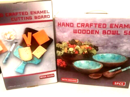 New Enamel Wood Bowl Set with Matching cutting board - $85.00