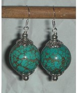 HUGE 20MM TURQUOISE BEADS EARRINGS - $538.87 MXN