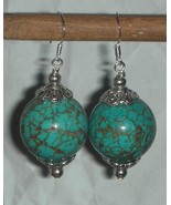 HUGE 20MM TURQUOISE BEADS EARRINGS - £22.37 GBP