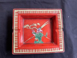 Chinois Céramique Cendrier Plat Porcelaine Paradis Oiseau. Sealmark - $69.00