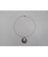 HAWAIIAN CHOKER NECKLACE ABALONE SHELL MEDALLION SILVER COLOR CORD FASHI... - £7.91 GBP