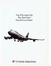 United Airlines Print Ad Airplane Aviation Rose Bowl 8.5" x 11" - $19.75