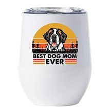 Best St. Bernard Dog Mom Ever Wine Glass Tumbler 12oz With Lid Gift For Pet Paw  - £17.97 GBP