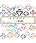Hearts Digital Kit-4th of July-Star-Flowers-Art Clip-Jewelry-T shirt-Scr... - $37.30 MXN