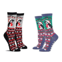 Christmas Border Collie Socks (Adult Medium) - Gray or Green - £4.99 GBP