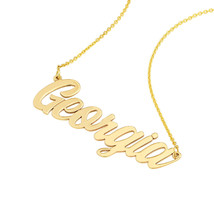 Personalized Engrave 5mm Script Font Name plate Pendant Necklace 14K Solid Gold - £239.72 GBP+