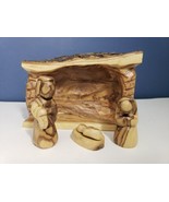 Vintage Hand Carved Olive Wood 5 Piece Nativity Set Bethlehem - Baby Jesus - £31.31 GBP