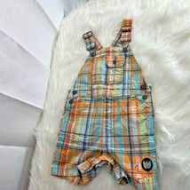 Carter Infant Toddler Sz 18 months Plaid Shortalls Orange Blue Shorts Ov... - $11.88