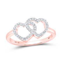 10K ROSE GOLD ROUND DIAMOND DOUBLE HEART NICOLES DREAM COLLECTION RING 1/5  - £235.66 GBP