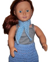 Handmade American Girl Light Blue Narrow Scarf, Crochet, 18 Inch Doll - $5.00