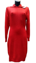 Dress Winter IN Jersey Red L Pure Wool Woman Wool Knit Dress L Size - £73.78 GBP