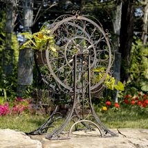 Zaer Ltd. 38&quot; Tall Iron Ferris Wheel Plant Stand with 6 Flower Baskets Medillín  - $364.95