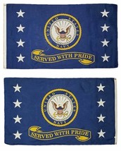 3x5 Navy Served With Pride USN 2 Faced Double Sided 2-ply Polyester Flag Decor - £6.11 GBP