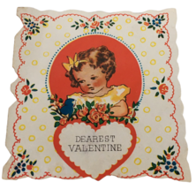 Vintage Valentines Day Card Dearest Valentine Playmate Dear School 1940s Small - £10.17 GBP