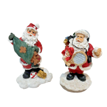 Vintage Ks Collection Lot of 2 Painted Resin Santa Figurines 5&quot; Tall - £8.55 GBP