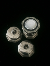 Vintage 20s Silver Octagon Snap Link Mother of pearl and celluloid cufflinks image 1