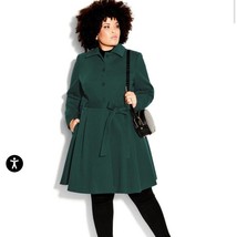 NWT City Chic Blushing Belle Coat Fur Trim - jade Size 20 - £81.83 GBP