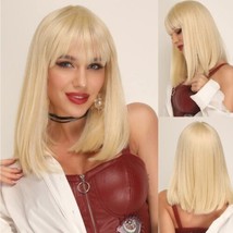Ebingoo 14 Inches Blonde Bob Wig for Women+ Wig Cap Short Blonde Wig with Bangs - £11.03 GBP