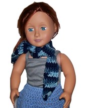 Handmade American Girl Multi Blue Scarf, Crochet, 18 Inch Doll - $5.00
