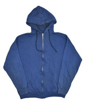 Vintage 80s Hoodie Mens XL Blue Blank Full Zip Lightweight Distressed Gr... - £25.68 GBP