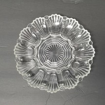 Anchor Hocking Deviled Egg Plate Vintage Clear Glass Scalloped Rim 10&quot; Dish Tray - £11.76 GBP