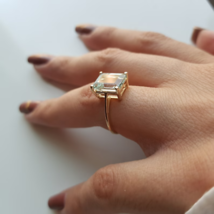 Natural Aquamarine Ring Gold Filed Ring Promise Ring Gift Ring Woman Ring - £62.44 GBP