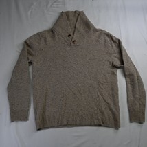 J.CREW Mens Large AD399 Rugged Merino Shawl Donegal Sweater Fleck Beige Oatmeal - £23.97 GBP