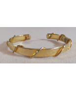 Wire Wrap Cuff Bracelet Gold Silver Accent Elegant Flat Metal Coiled - $9.08 CAD