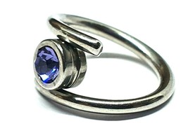 Tanzanite Twist Ring 12mm Drum Lock 316L Steel 14g (1.6mm) Ear Orbital Cartilage - £16.97 GBP