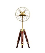 Vintage Style Fan Light Brass Floor Lamp With Wooden Adjustable Tripod S... - £263.51 GBP