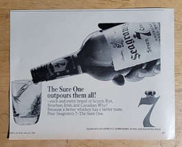 Vintage Ad Seagram&#39;s 7 Whiskey &#39;The Sure One Outpours Them All&#39; 1965 - $8.59