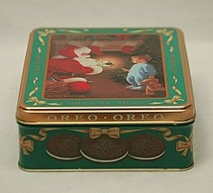 Nabisco Oreo Cookie Tin Box Canister Christmas Advertising 1991 Waiting Santa  - $21.77