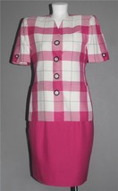 VTG 2-Pc Lauren Alexandra Pink Plaid S/S Lined Blazer Pencil Skirt Suit ... - $42.99