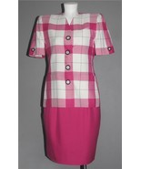 VTG 2-Pc Lauren Alexandra Pink Plaid S/S Lined Blazer Pencil Skirt Suit ... - $58.79 CAD