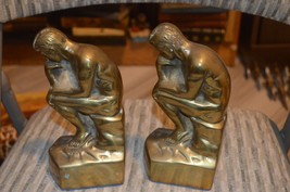 The Thinker, Brass Book-ends, Heavy, 7.5” tall - £19.93 GBP
