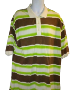 Timberland Mens Polo Shirt Size L/G Short Sleeves Green Brown Stripes - $8.82