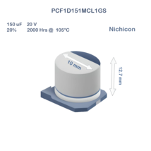 5X PCF1D151MCL1GS Nichicon 150uF 20V 10x12.7 Aluminum Organic Polymer Ca... - £4.93 GBP